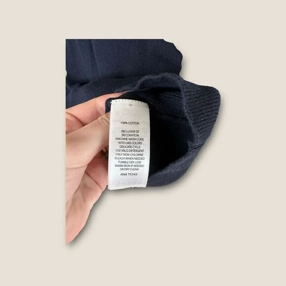 Wilkins Bros. 1/4 ZIP Sweater Mens M Navy Blue  Cotton Elbow Patches Med Weight - Picture 4 of 4